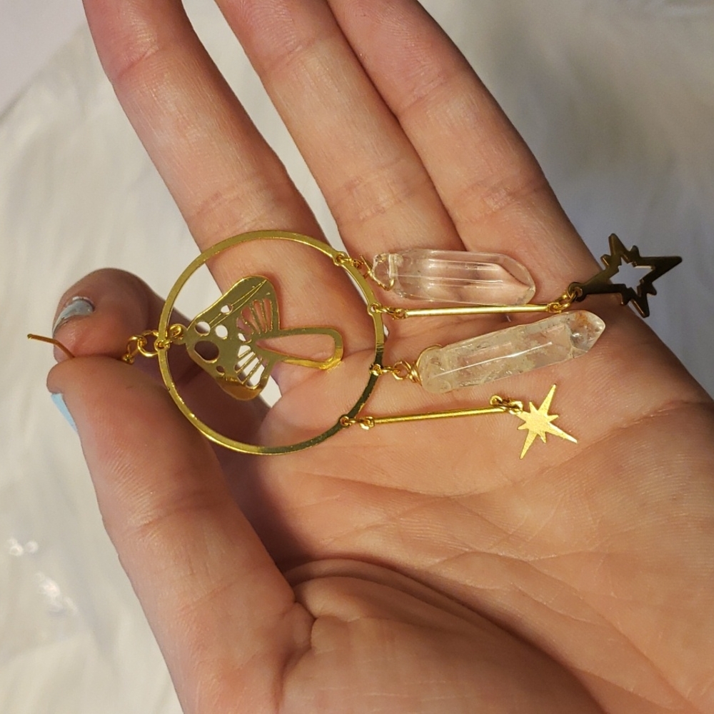Mushroom & Moonchild Dangle Drop Earrings - Picture 3 of 3